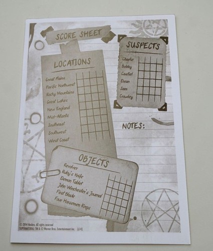 Supernatural clue board game - board,